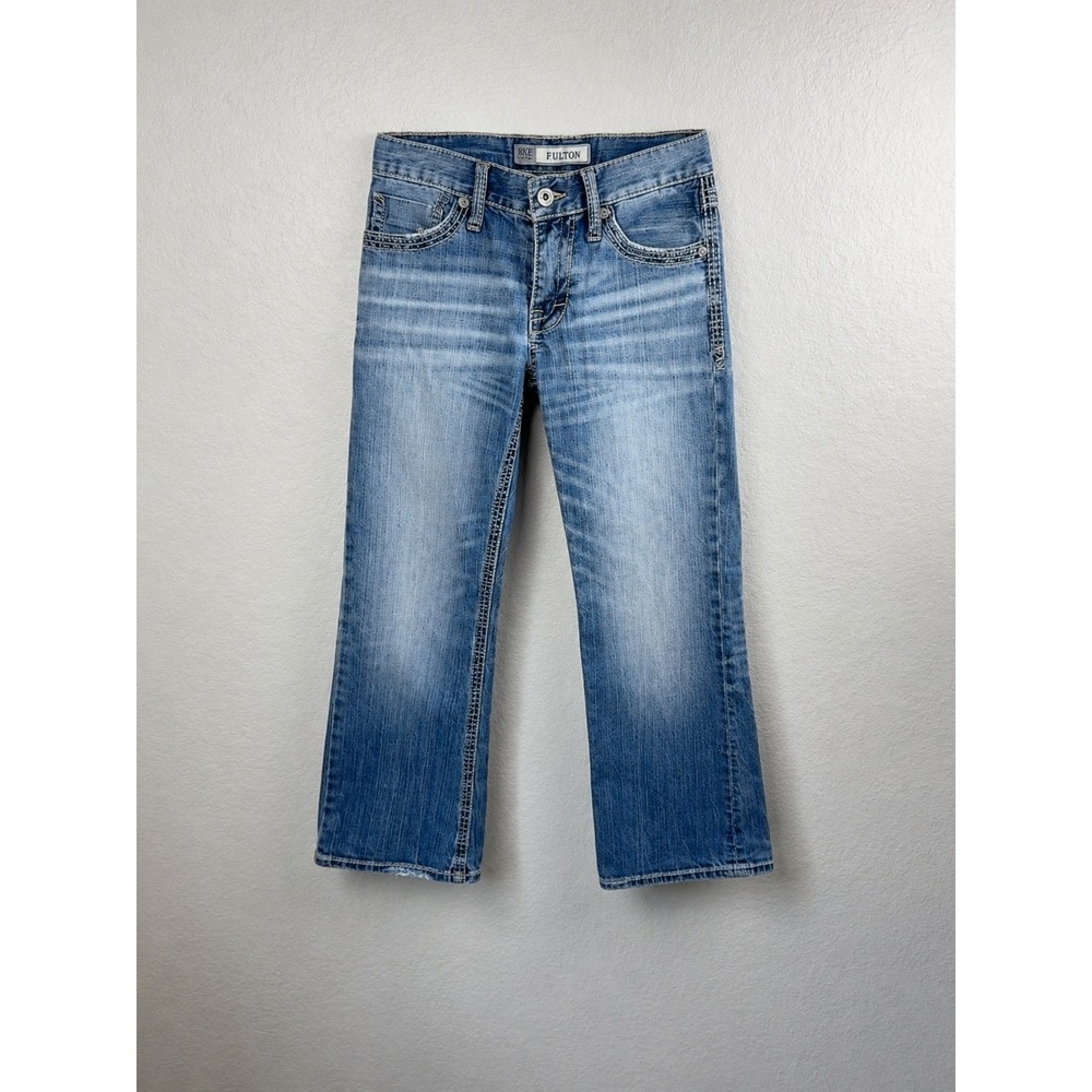 BKE Fulton Women's 28S Capri Jeans Cropped Bootcut Distressed Y2K Western